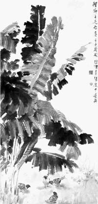 徐悲鸿：芭蕉麻雀 (1)