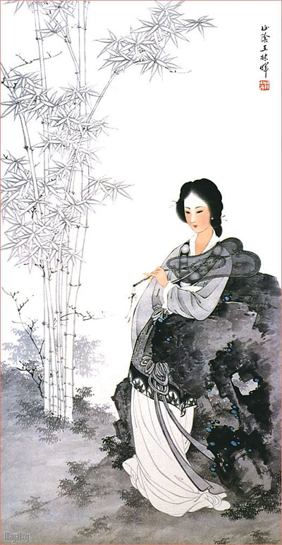 王叔晖工笔人物画古代仕女图 (10)